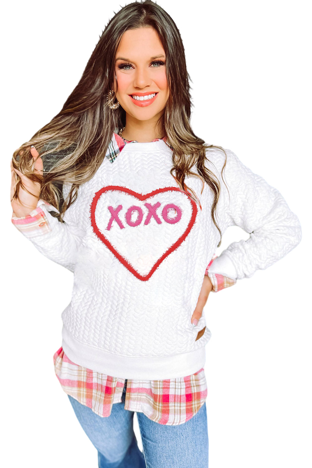 Racing Red Valentine Heart XOXO Quilted Sweatshirt