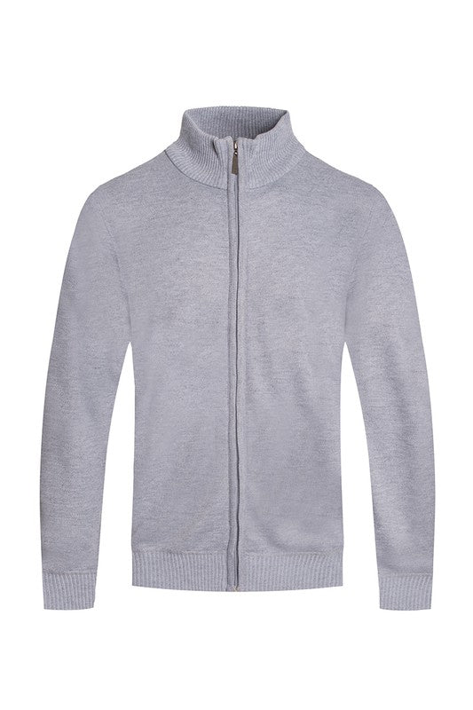 Weiv Mens Solid Full Zip Sweater