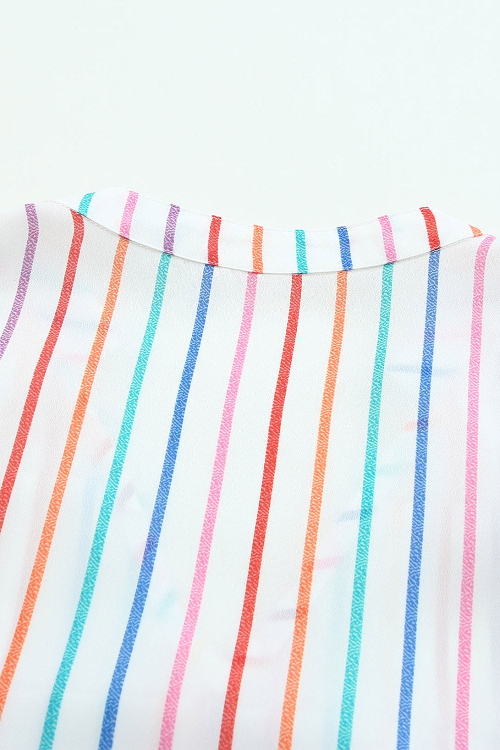 Multicolor Striped Short Sleeve Blouse for Women