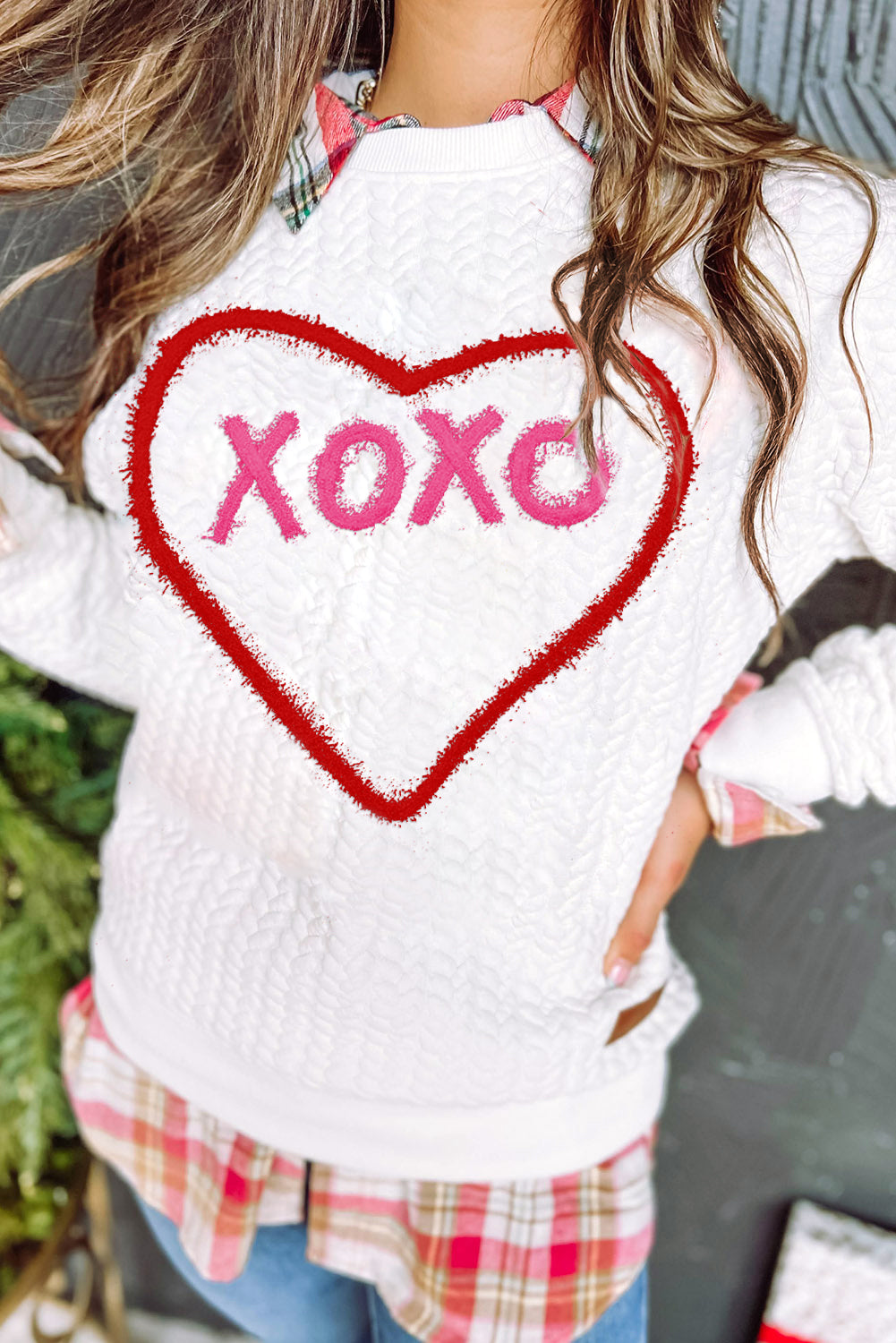 Racing Red Valentine Heart XOXO Quilted Sweatshirt