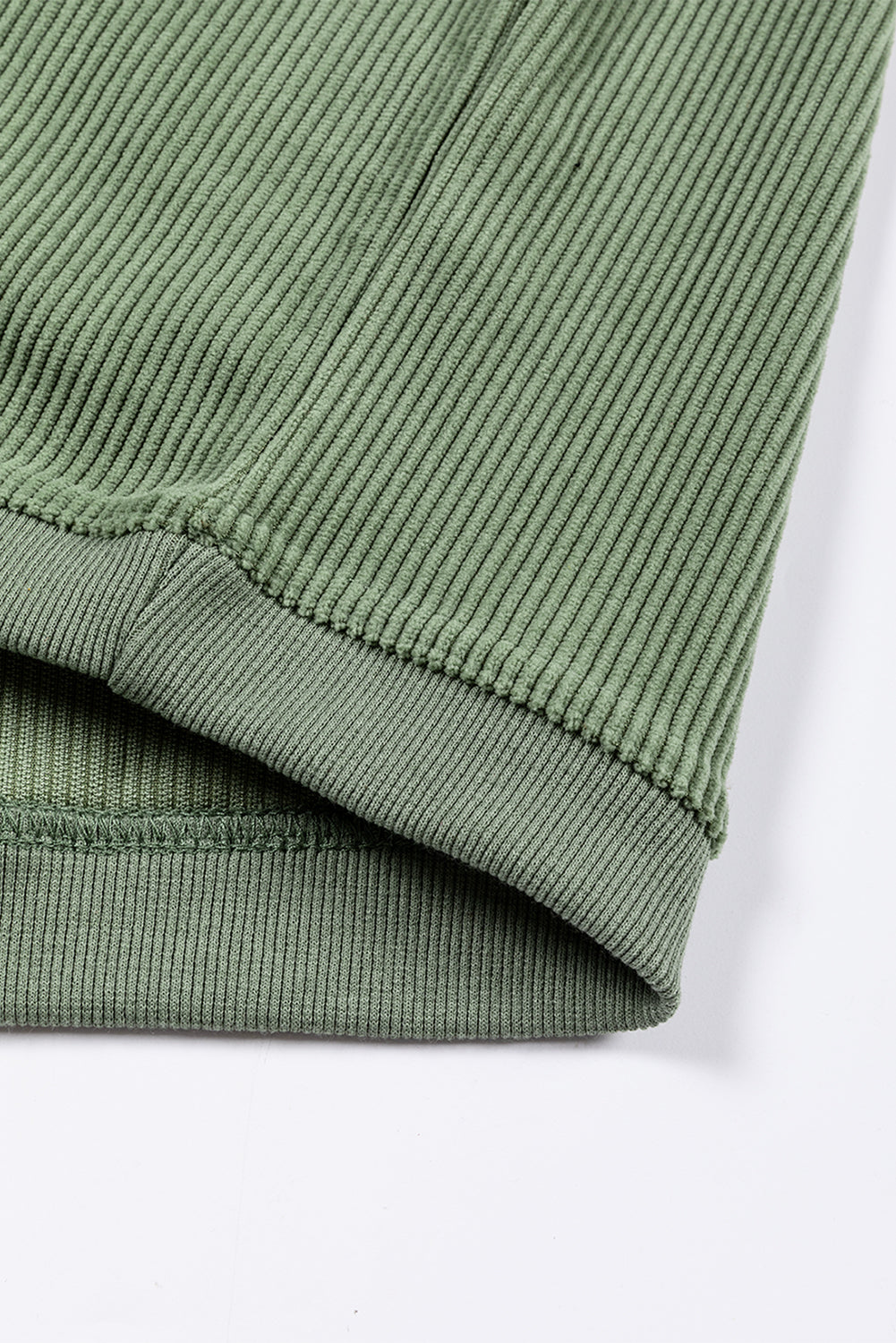 Green Ribbed Corded Oversized Sweatshirt