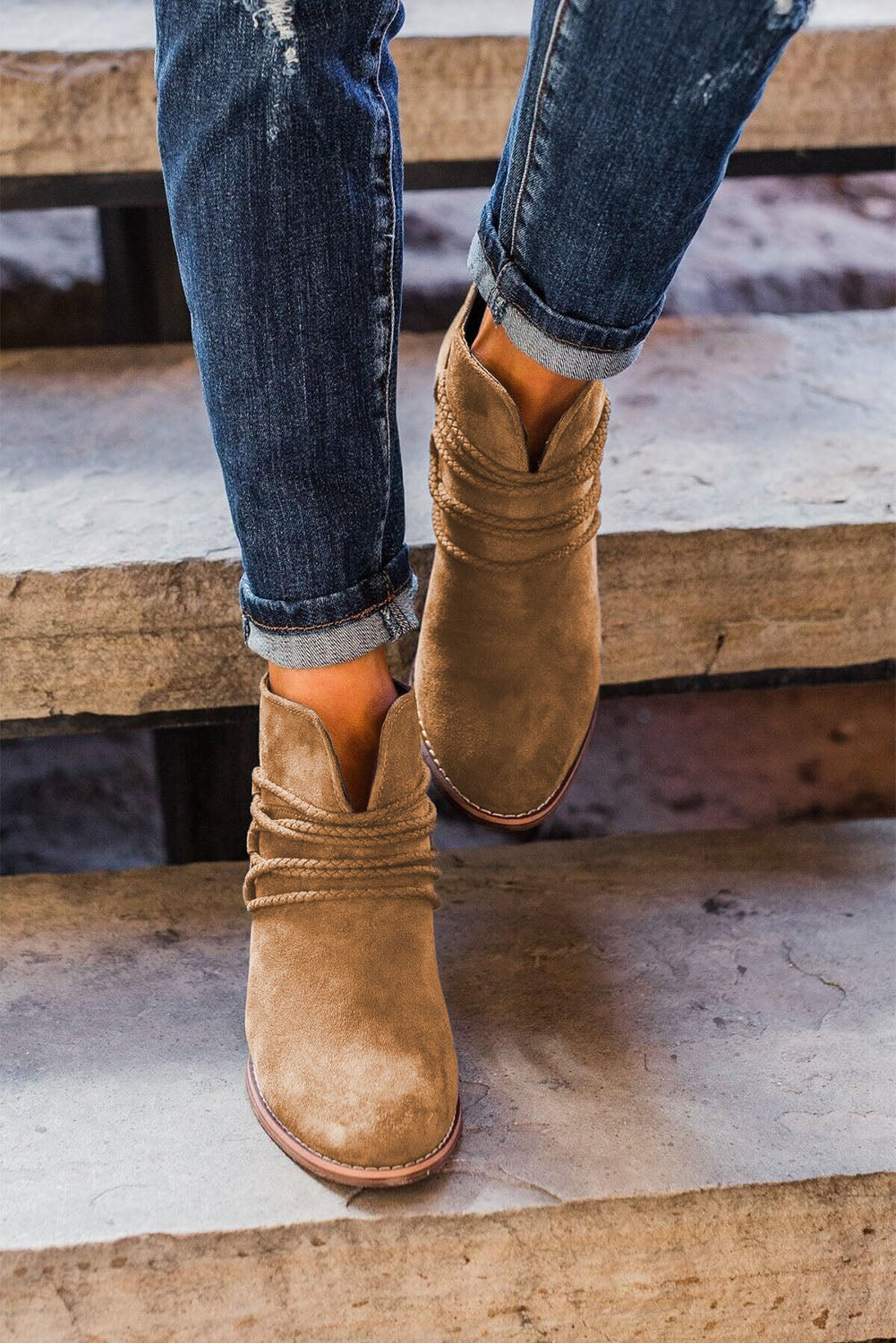 Black Criss Cross Slip On Point Toe Heeled Boots