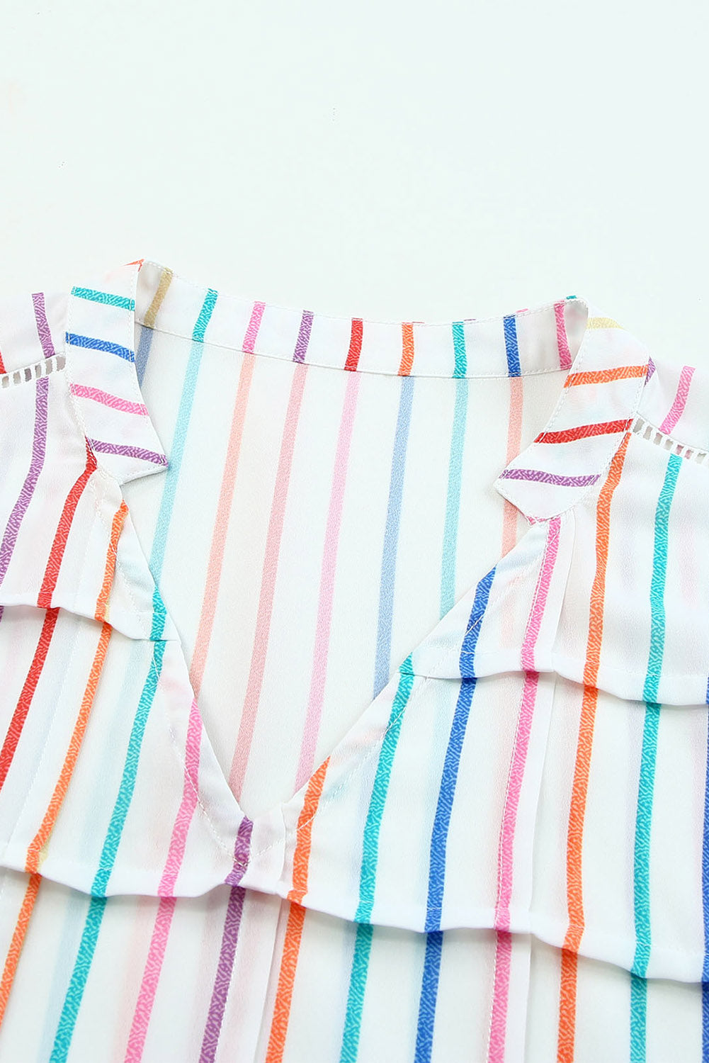 Multicolor Striped Short Sleeve Blouse for Women