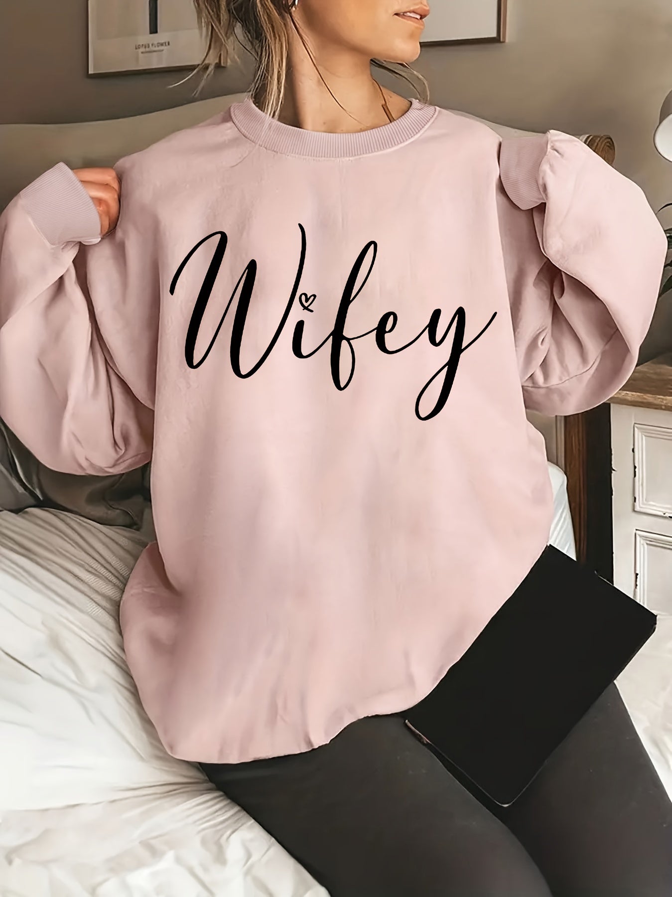 Plus Size Casual Wifey Sweatshirt