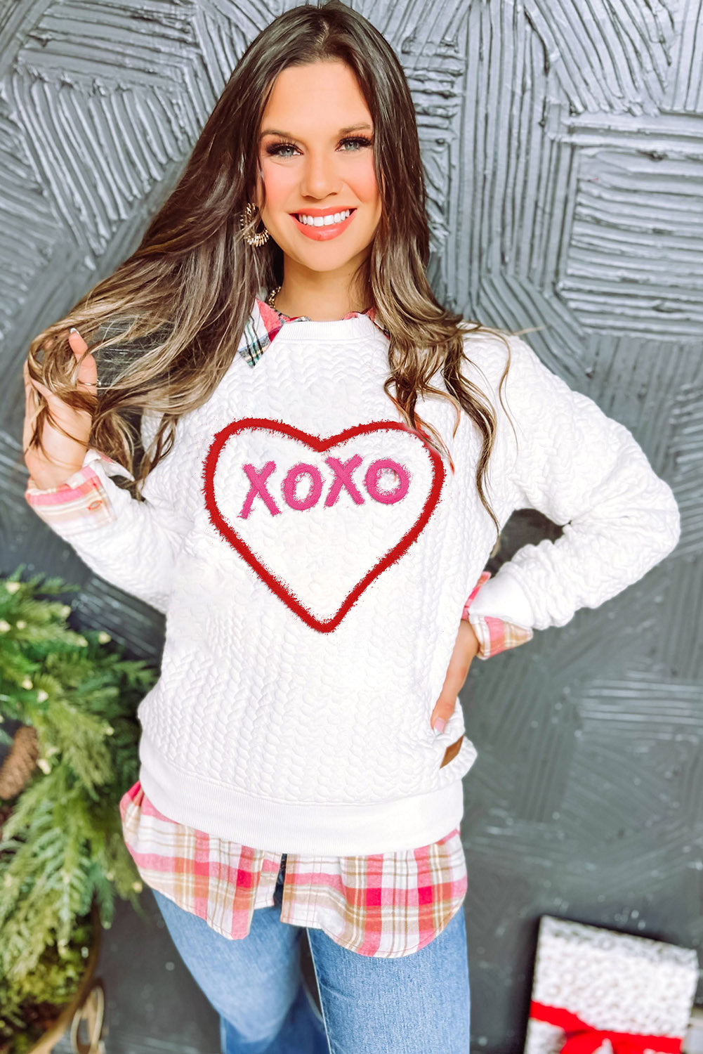 Racing Red Valentine Heart XOXO Quilted Sweatshirt