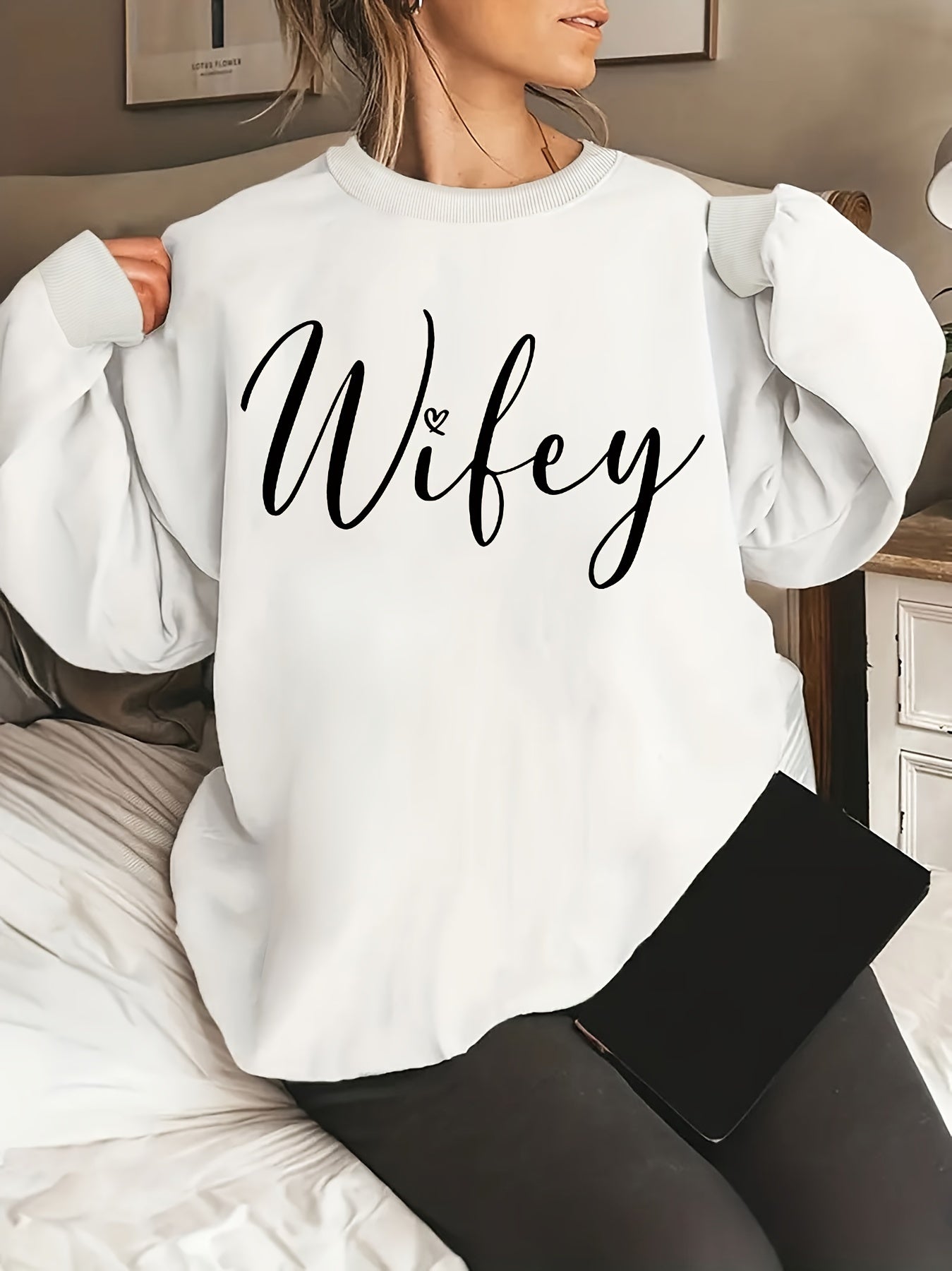 Plus Size Casual Wifey Sweatshirt