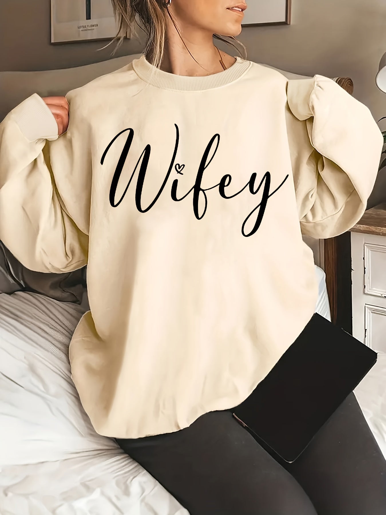 Plus Size Casual Wifey Sweatshirt