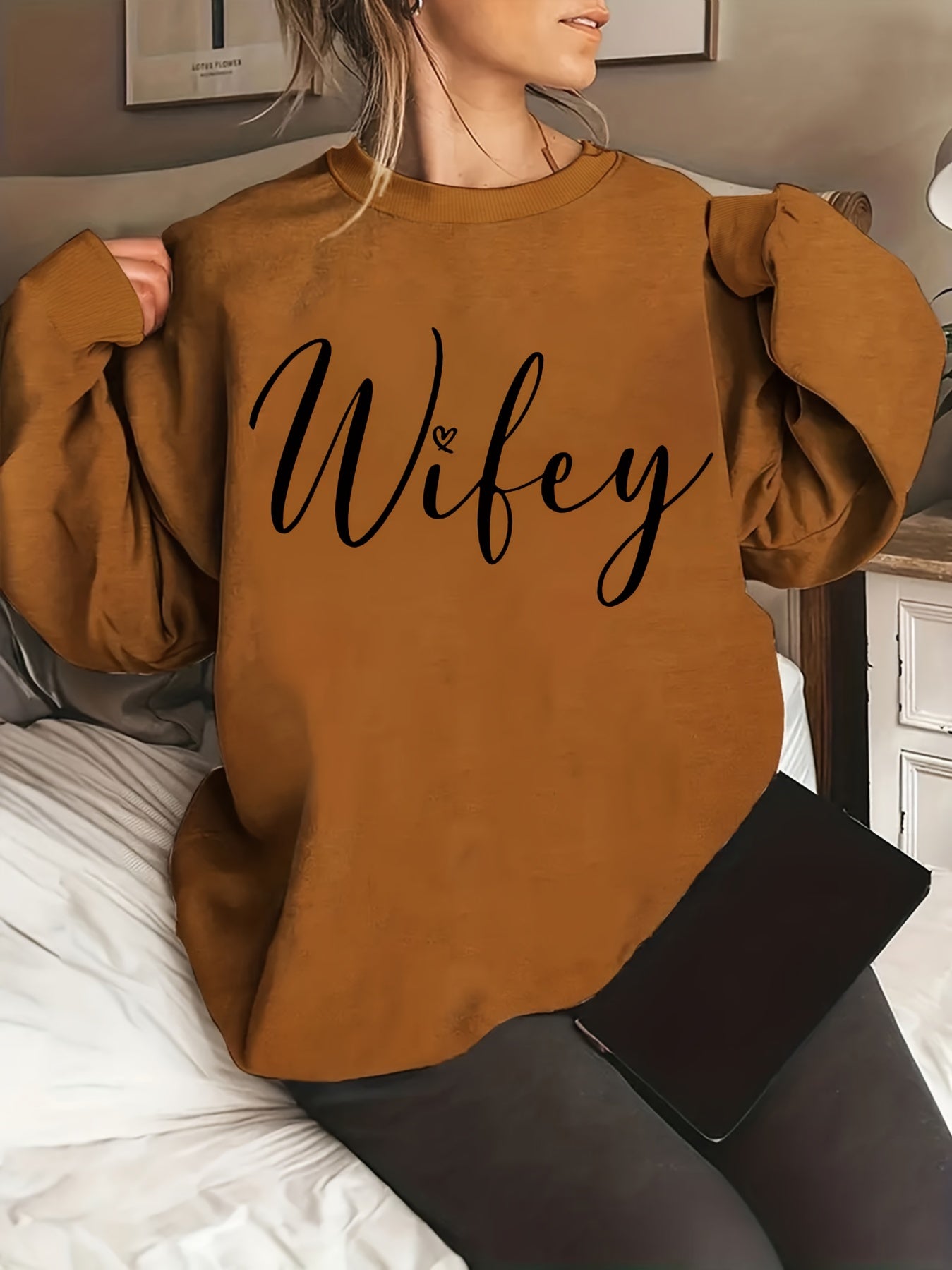 Plus Size Casual Wifey Sweatshirt