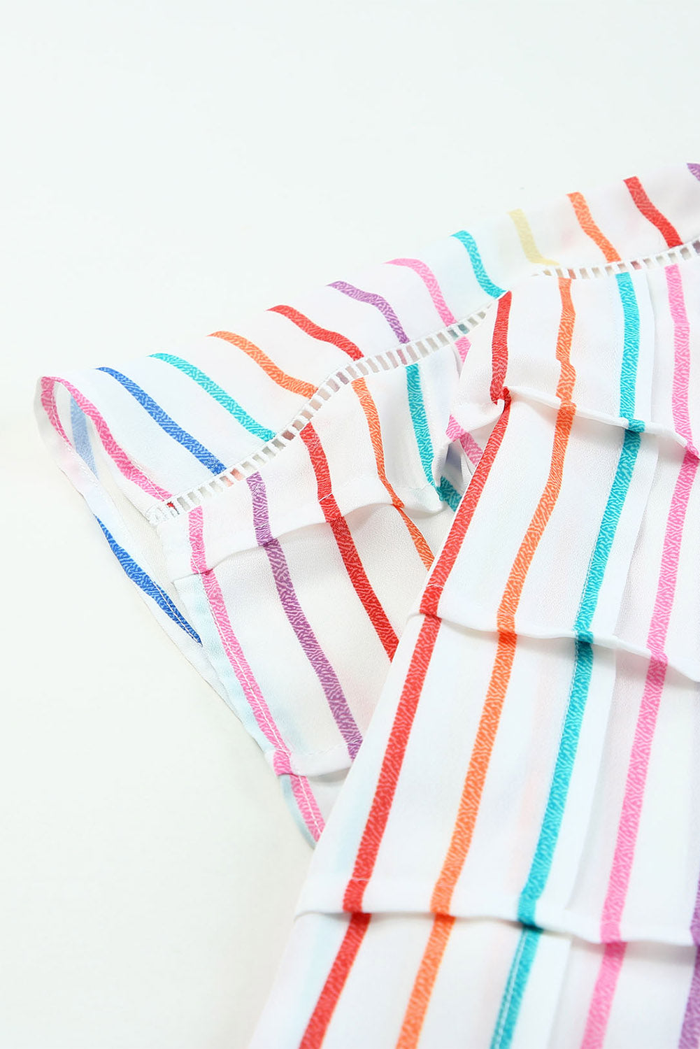 Multicolor Striped Short Sleeve Blouse for Women