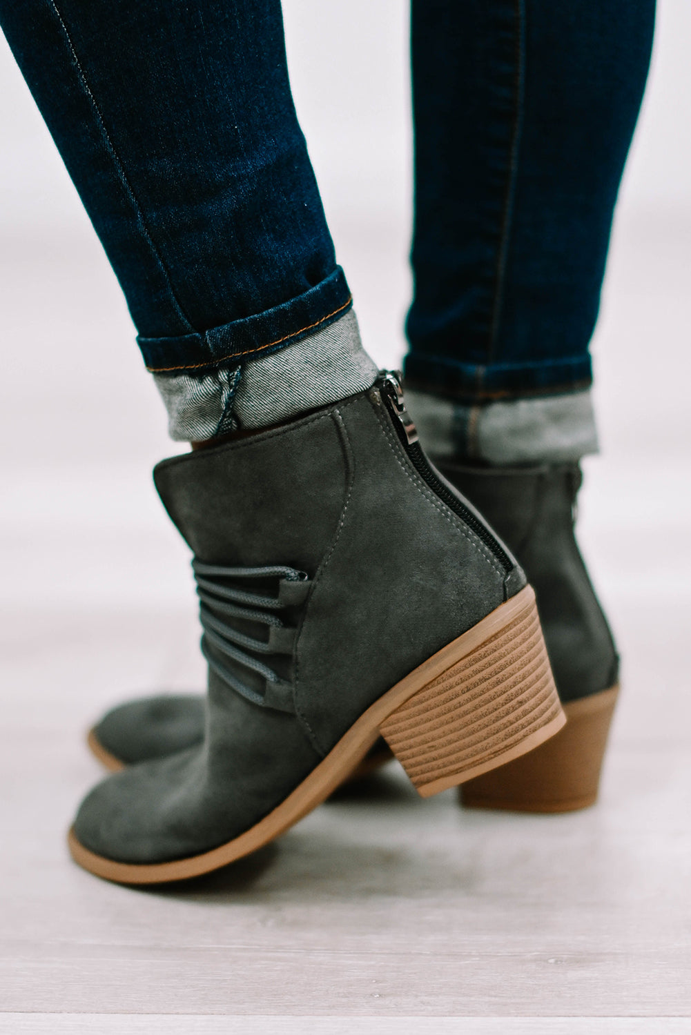 Black Criss Cross Slip On Point Toe Heeled Boots