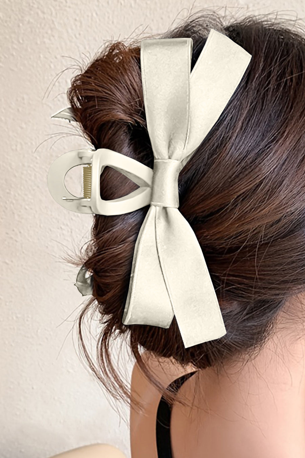 Pink Solid Color Ribbon Bow Decor Hair Clip