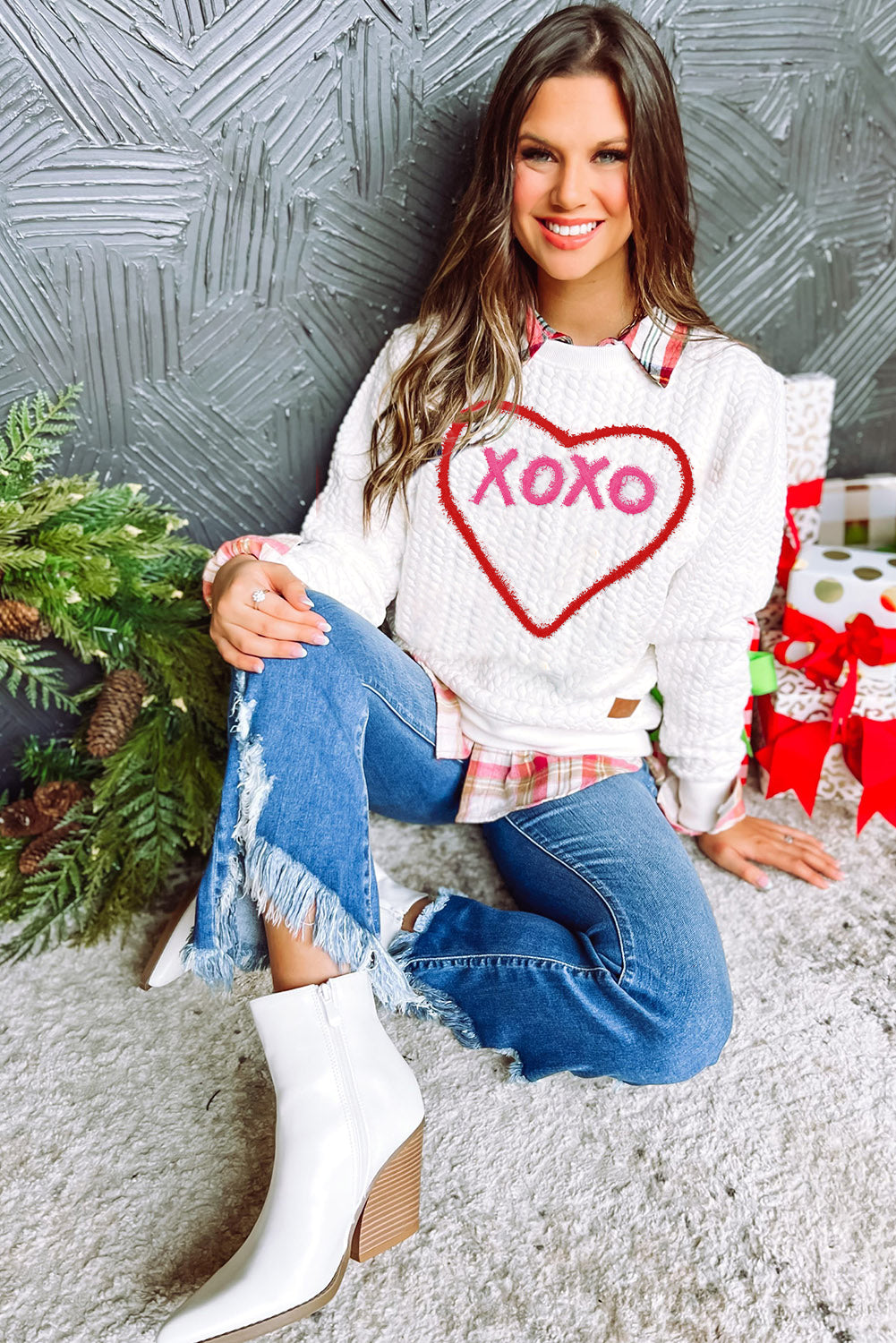 Racing Red Valentine Heart XOXO Quilted Sweatshirt