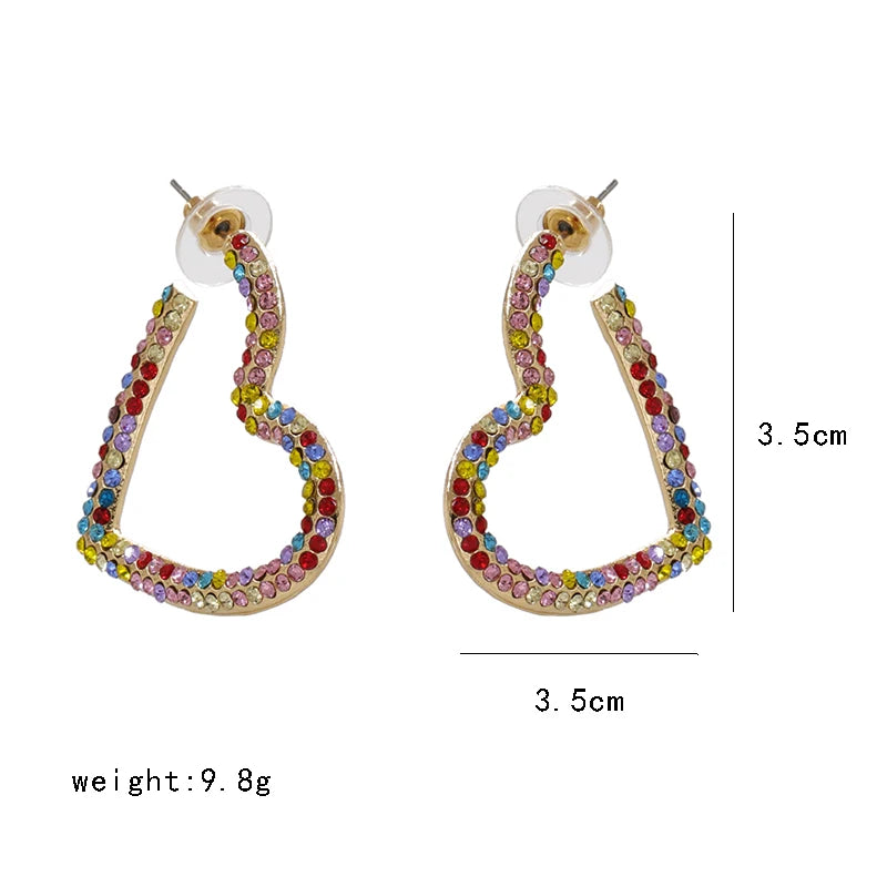 2020 Fashion Irregular Heart Shape Crystal Rhinestone Earring