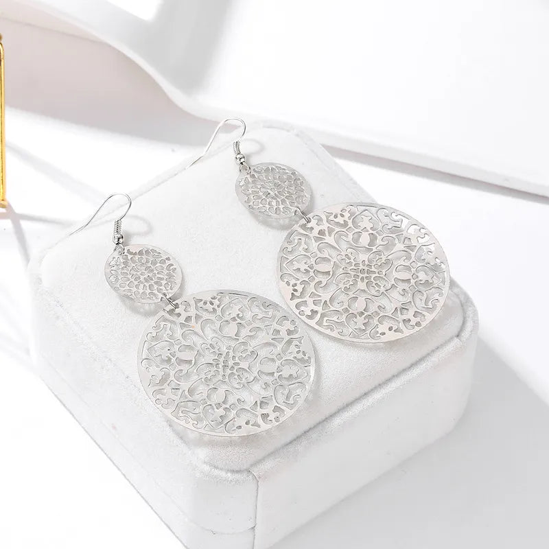 GEOMETRIC ROUND VINTAGE HOLLOW EARRINGS