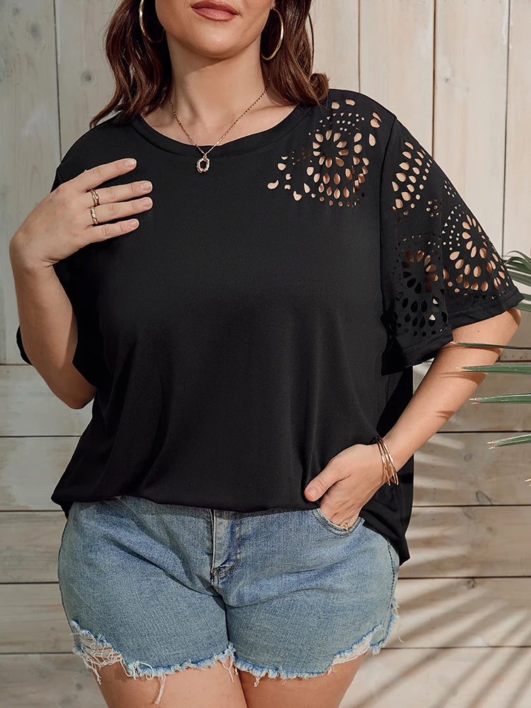 PLUS SIZE SUMMER GEO TEE WOMEN CLOTHING