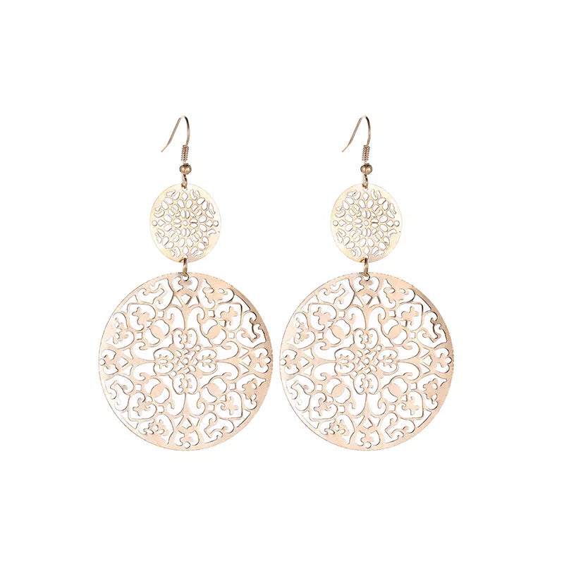 GEOMETRIC ROUND VINTAGE HOLLOW EARRINGS