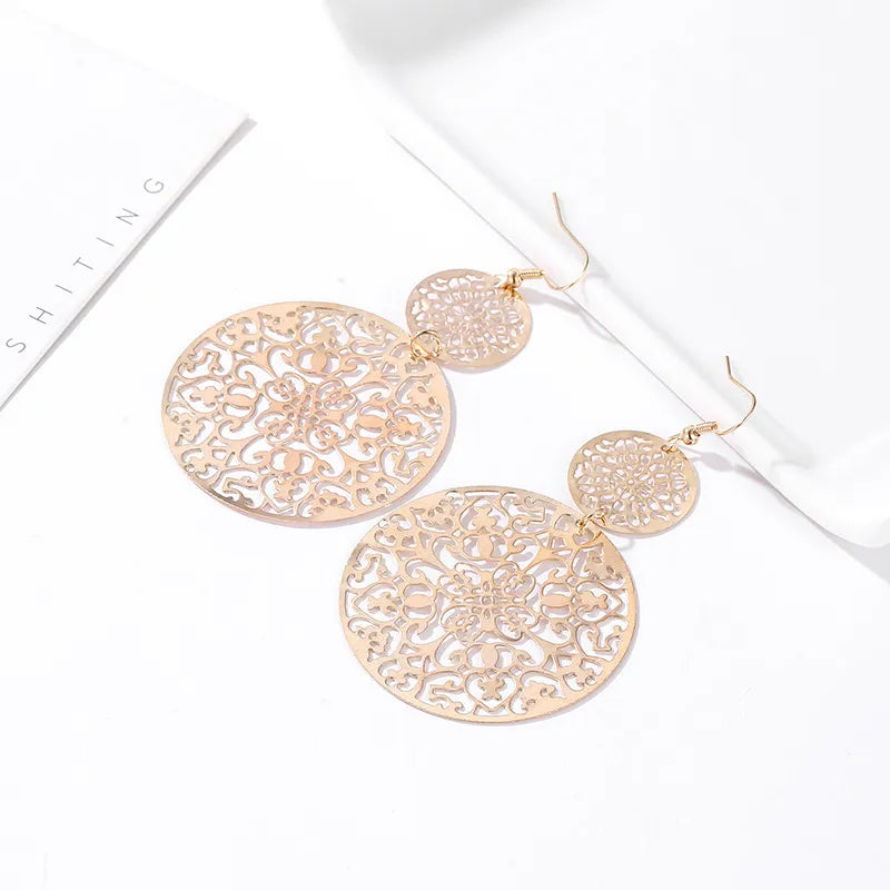 GEOMETRIC ROUND VINTAGE HOLLOW EARRINGS