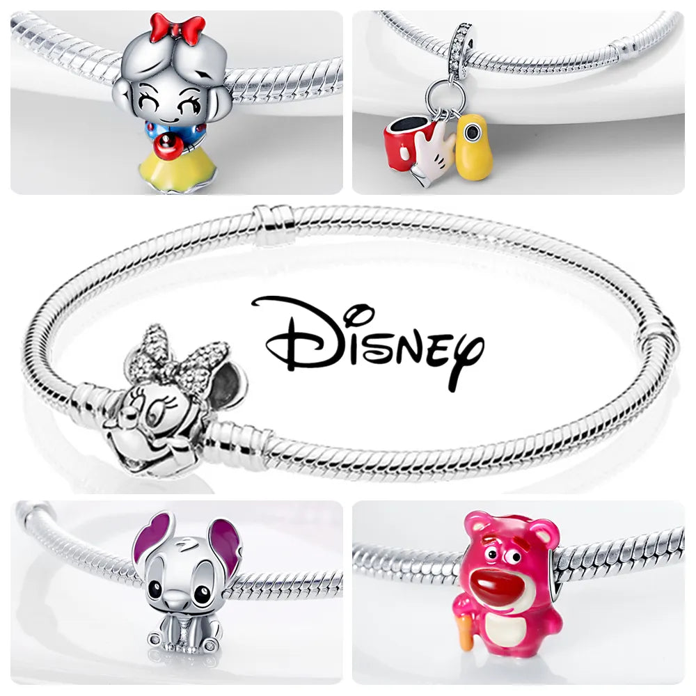 Disney Stitch Minnie Mouse Winnie Charms Dangle Fit Charms Silver