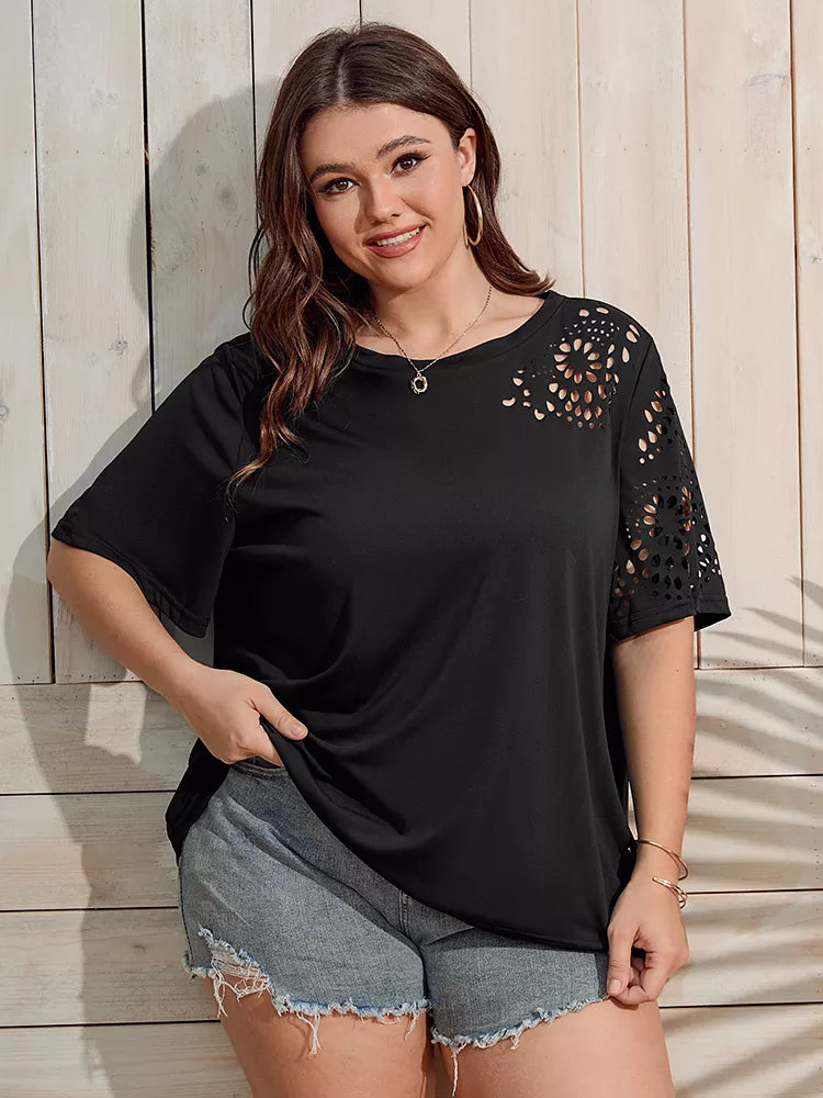 PLUS SIZE SUMMER GEO TEE WOMEN CLOTHING