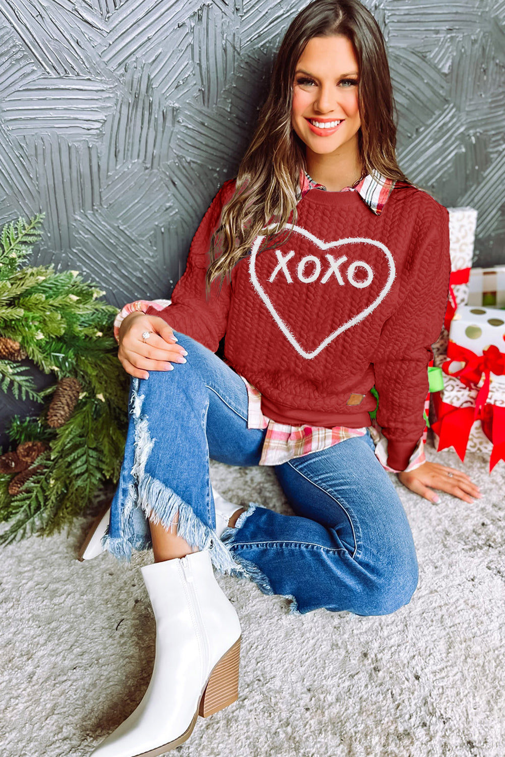 Racing Red Valentine Heart XOXO Quilted Sweatshirt