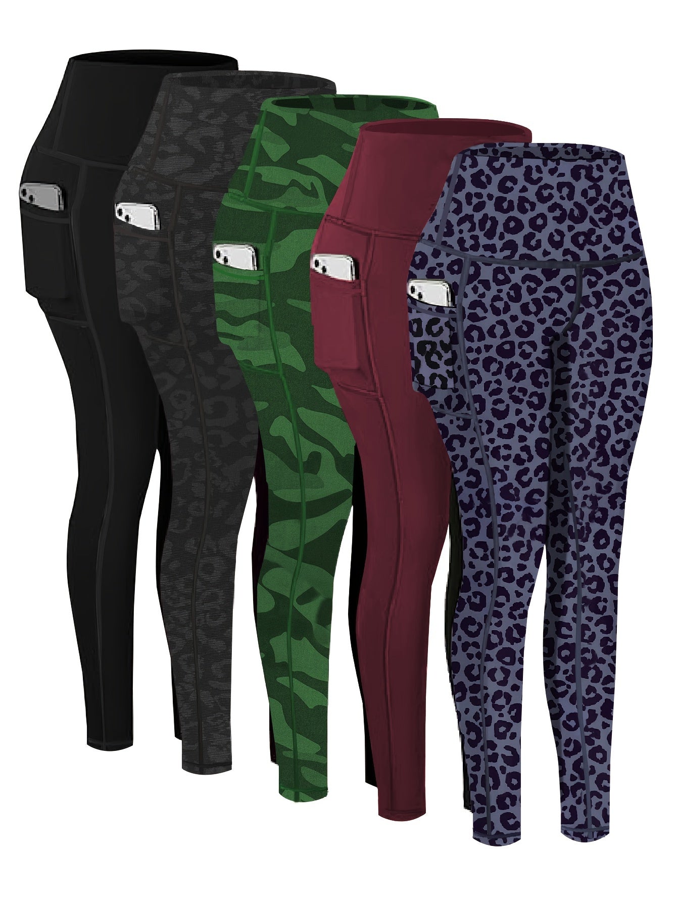 5 Pack Plus Size Sports Leggings Set