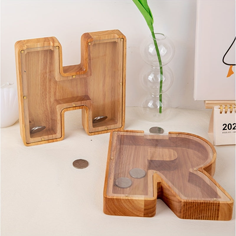 New Wooden Transparent Letter   Savings Jar