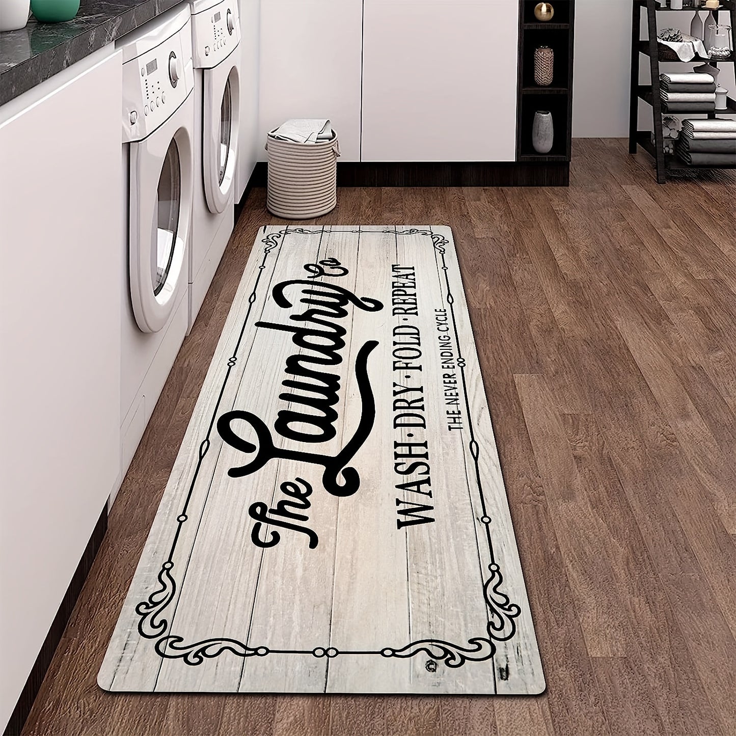 1pc Farmhouse Laundry Room Foam Rug Runner, Non Slip Laundry Rugs And Mats For Laundry Room Decor Washable Runner Rugs For Kitchen Floor Laundry Room Bathroom Hallway Entryway Area Rugs