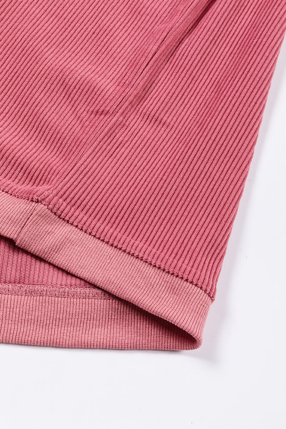 Strawberry Pink Ribbed Corded Oversized Sweatshirt