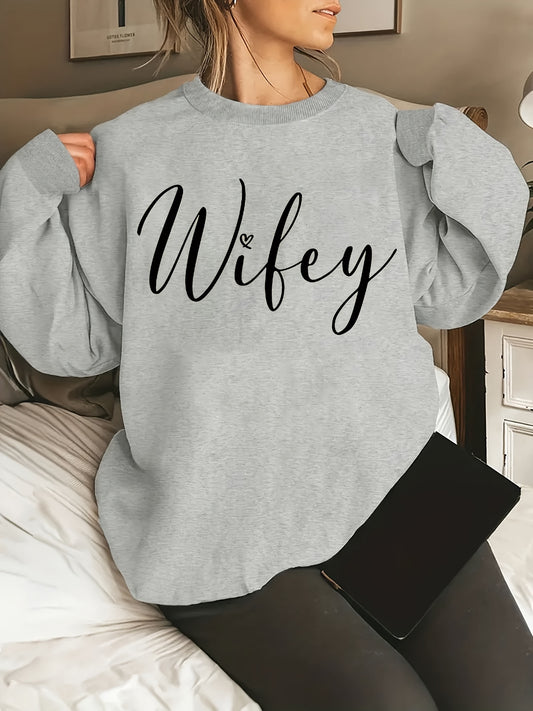 Plus Size Casual Wifey Sweatshirt