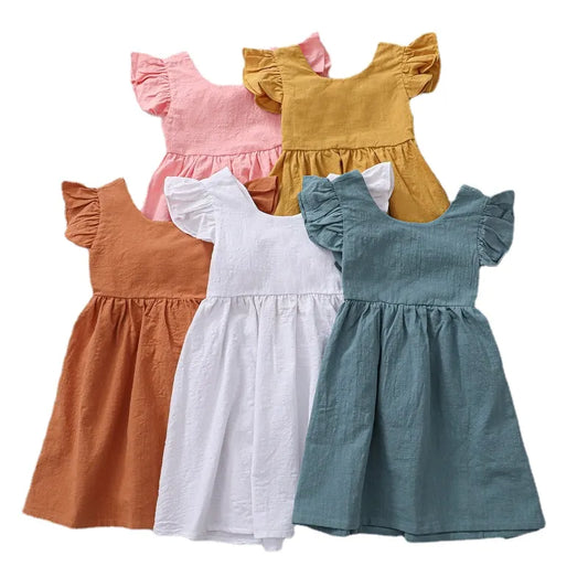 Summer Girl Dress Backless Big Bowknot Children