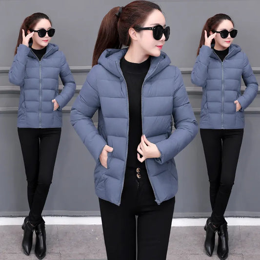 Women Light Down cotton Hooded Jacket