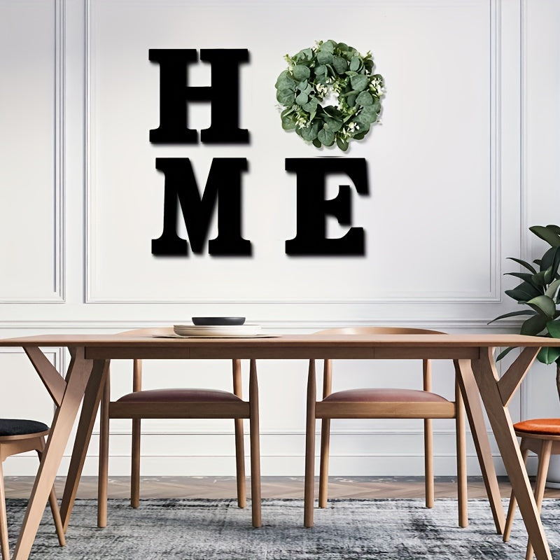 1pc, HOME Sign Hanging Home Letters With Artificial Eucalyptus Wreath For O Wall Decor House Decorations Farmhouse Living Room Kitchen Entryway Housewarming Gift, Halloween Decor