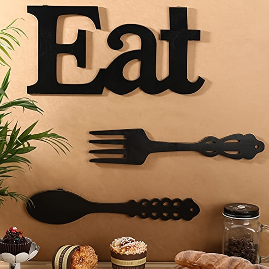 1set EAT Sign, Fork And Spoon Wall Decor