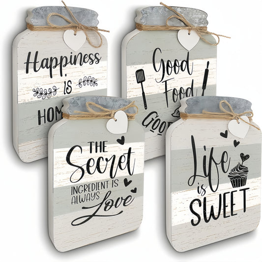 4pcs Mason Jar Kitchen Wall Decor